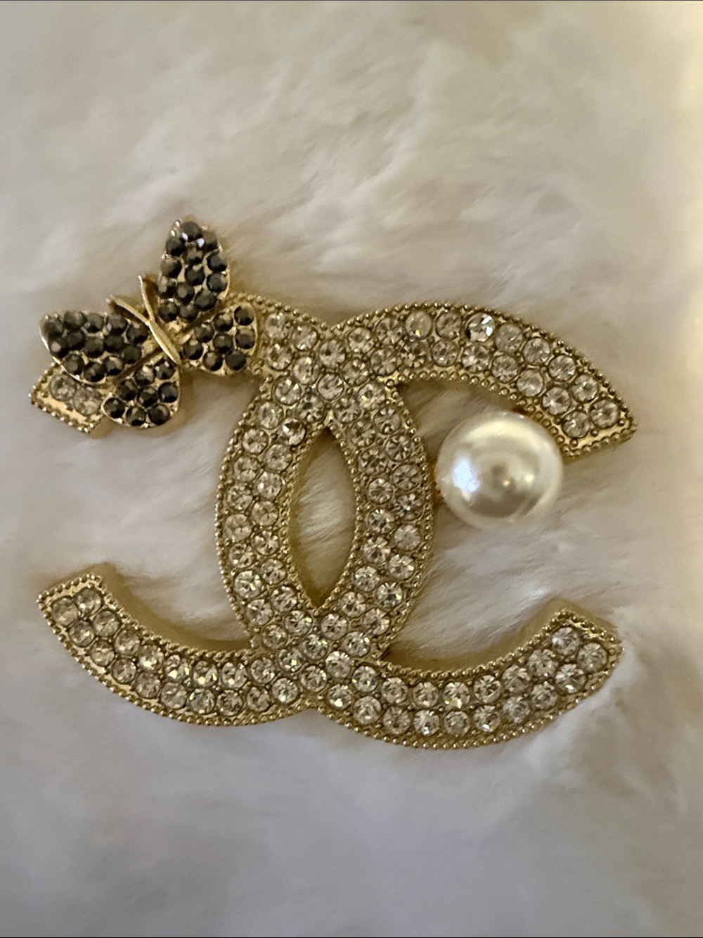 Rhinestone Pearl Charm Gold Tone Crystal  Jewelry